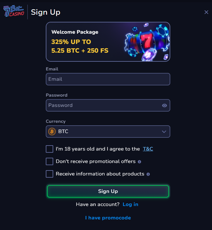 7Bit Casino Sign Up ФГ